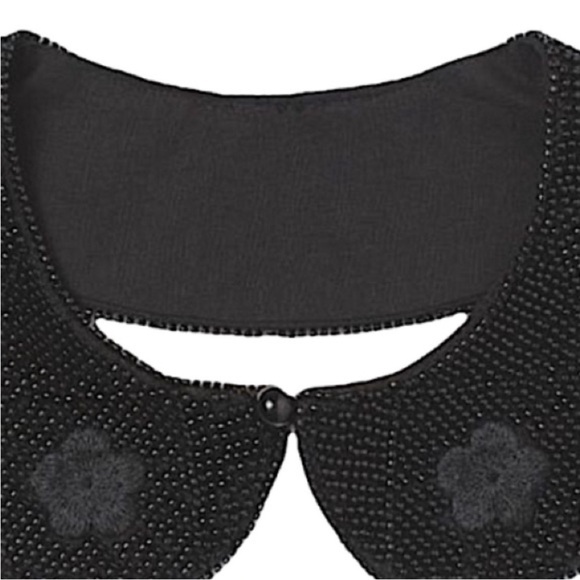 Made in UK Black Beaded Collar Necklace Floral Appliqués All Season Peter Pan - Picture 6 of 9